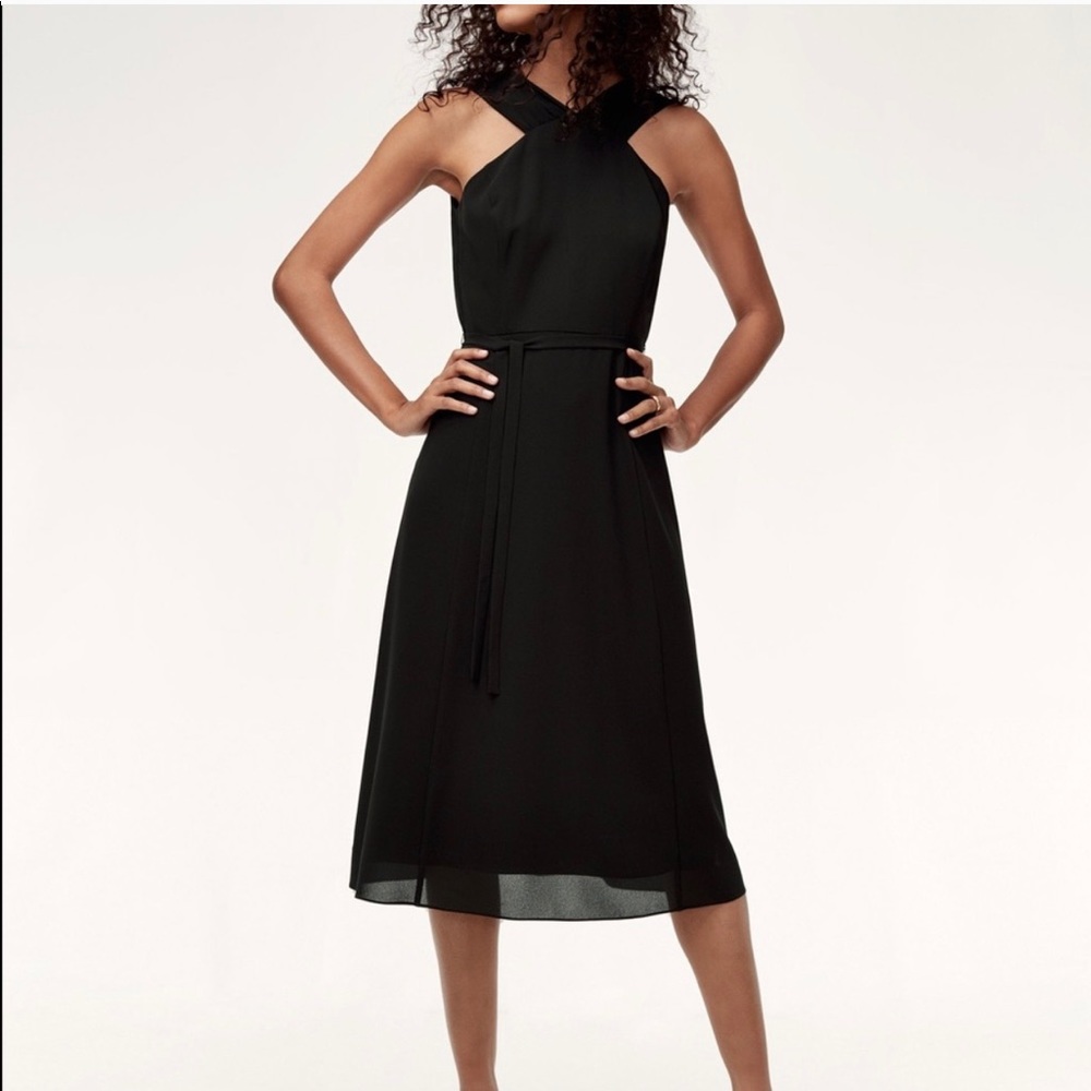 ARITZIA • WILFRED aubrey backless black midi dress 2 - Picture 2 of 8